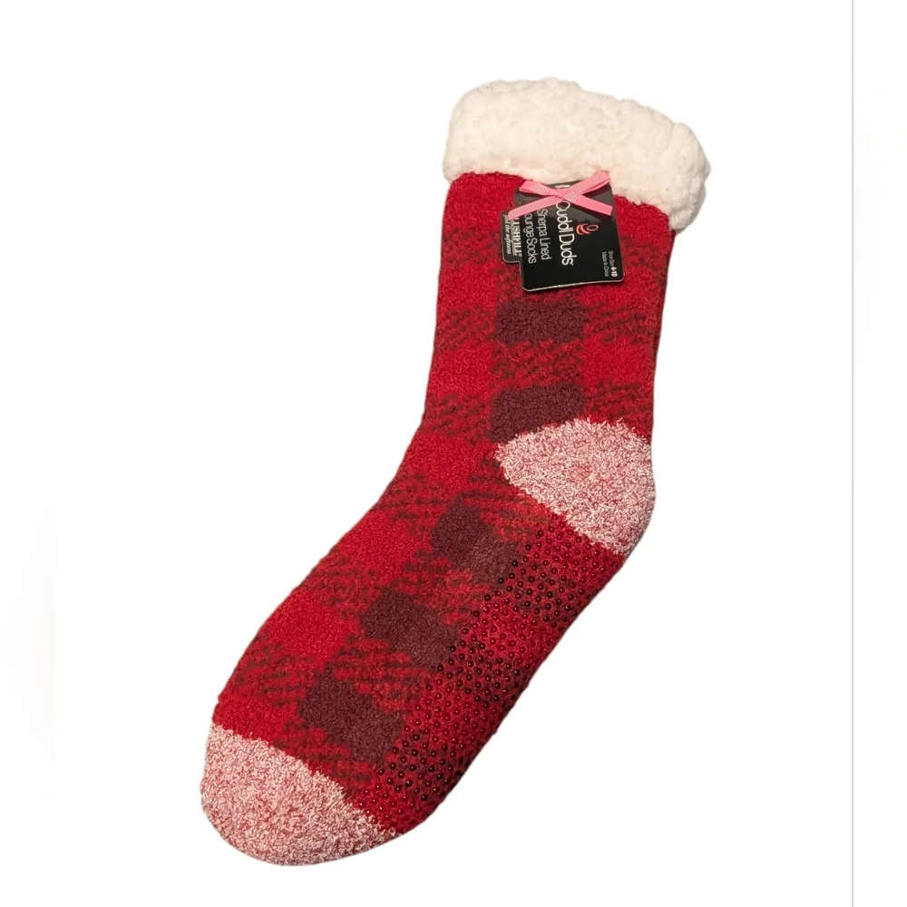 Cuddl Duds Red Plaid Fleece Socks